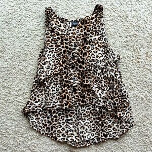 Leopard Print Sleeveless Top - Slightly cropped high/low but flowy